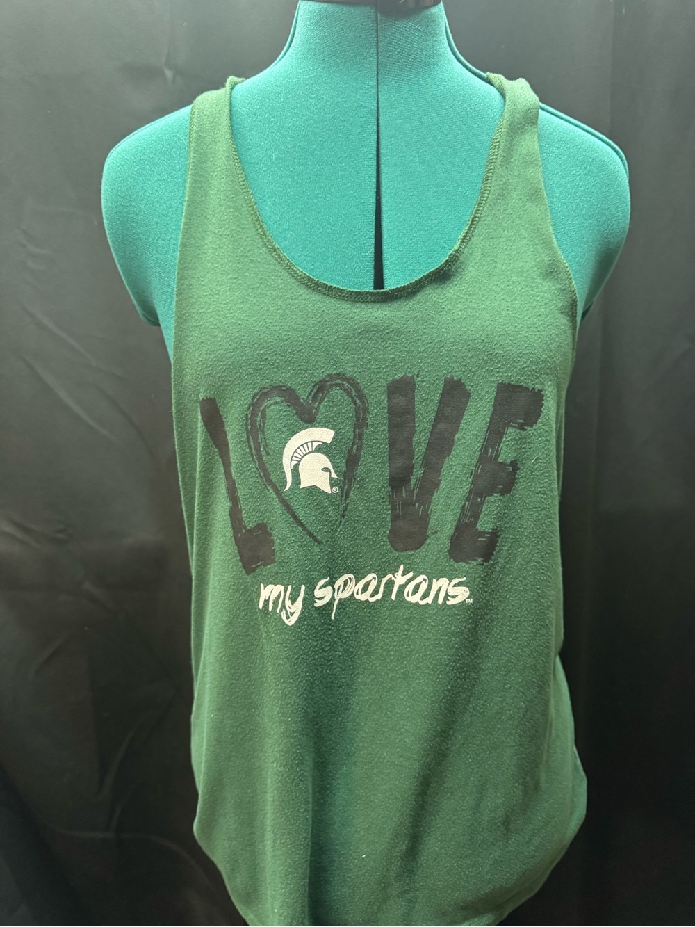 Colosseum MSU Green Graphic Tank Top with White Print